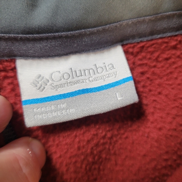 Columbia Mens Quarter Zip Fleece Pullover Size‎ Large Maroon/Gray - Picture 3 of 3